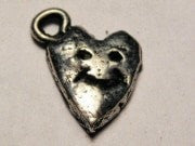 Happy Face Heart Genuine American Pewter Charm