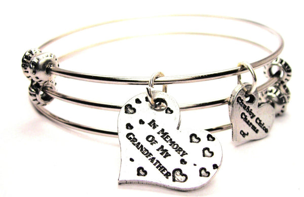 In Memory Of My Grandfather Triple Style Expandable Bangle Bracelet