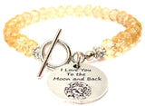 I Love You To The Moon And Back Celestial Crystal Beaded Toggle Style Bracelet