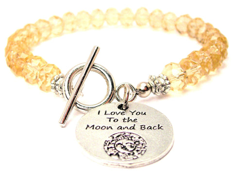 I Love You To The Moon And Back Celestial Crystal Beaded Toggle Style Bracelet