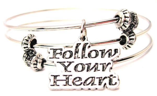Follow Your Heart Triple Style Expandable Bangle Bracelet