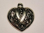 Lace Heart Awareness Ribbon Genuine American Pewter Charm