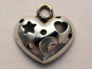 Heart With Celestial Cutouts Genuine American Pewter Charm