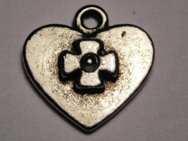Heart With Motorcycle Cross Genuine American Pewter Charm
