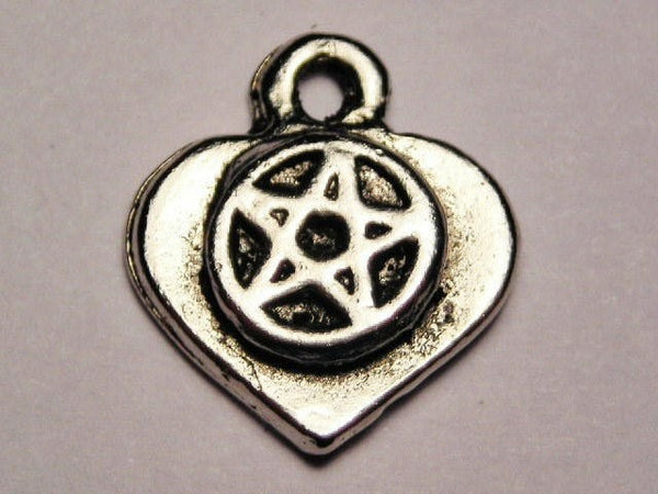 Heart With Pentacle Genuine American Pewter Charm