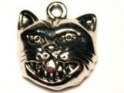 Hissing Cat Genuine American Pewter Charm