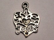 I Love Jesus Filigree Heart Genuine American Pewter Charm