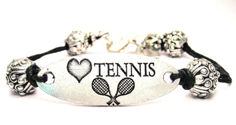 Love Tennis Black Cord Connector Bracelet