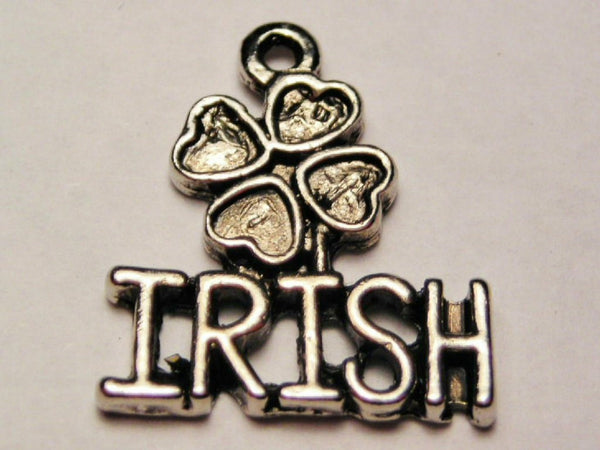 Irish With 4 Leaf Clover Genuine American Pewter Charm