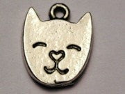 Kitty Face With Heart Shaped Nose Genuine American Pewter Charm