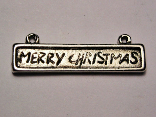 Merry Christmas With 2 Loops Genuine American Pewter Charm