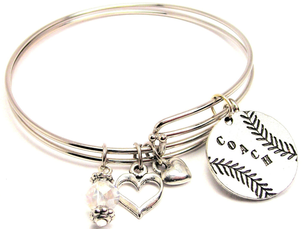 Coach Baseball Softball Expandable Bangle Bracelet Set American