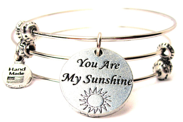 You Are My Sunshine Triple Style Expandable Bangle Bracelet