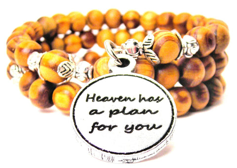 Heaven Has A Plan For You Natural Wood Wrap Bracelet