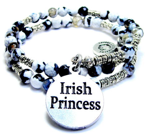 Irish Princess Agate Stone Microcrystalline Quartz Wrap Bracelet