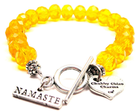Namaste Crystal Beaded Toggle Style Bracelet