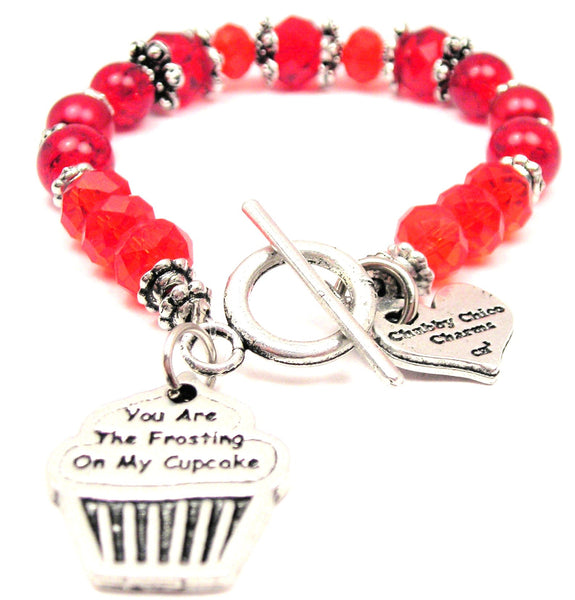 You Are The Frosting On My Cupcake Crystal Beaded Toggle Style Bracelet