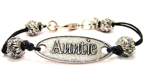 Auntie Black Cord Connector Bracelet