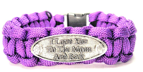 I Love You To The Moon And Back Raised 550 Military Spec Paracord Bracelet