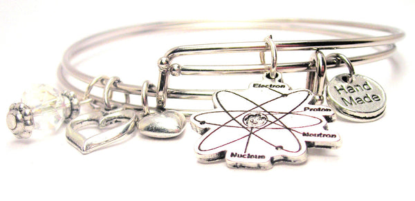 science jewelry, scientific bracelet, nerd jewelry, atom bracelet, science bangles