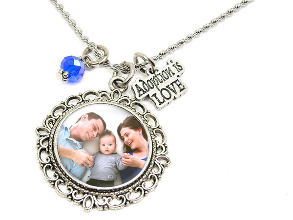 Custom Adoption Necklace Pendant 20" Rope  - Upload Your Photo