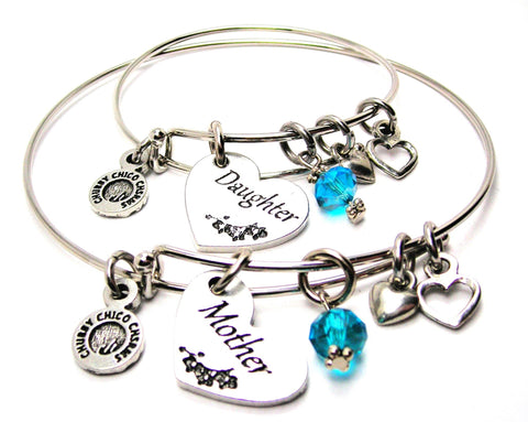Mother and Daughter Gift Set, Mother Bangle, Mother Bracelet, Mother Jewelry, Daughter Bangle, Daughter Bracelet, Daughter Jewelry