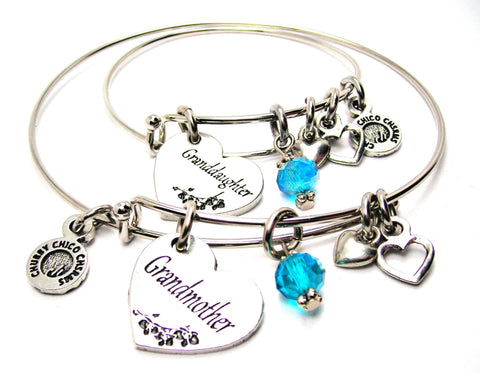 Grandmother and Granddaughter Gift Set, Grandmother Bangle, Grandmother Bracelet, Grandmother Jewelry, Granddaughter Bangle, Granddaughter Bracelet, Granddaughter Jewelry