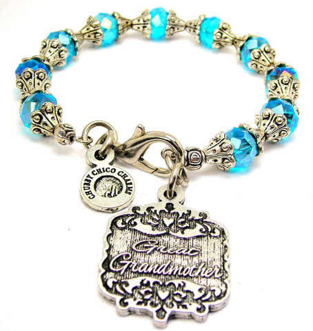 Great Grandmother Victorian Scroll Capped Crystal Bracelet