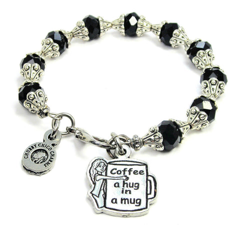 Coffee A Hug In A Mug Capped Crystal Bracelet