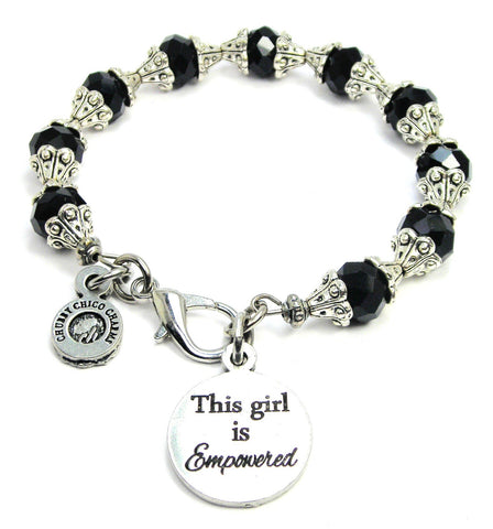 This Girl Is Empowered Capped Crystal Bracelet