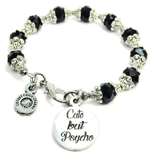 Cute But Psycho Capped Crystal Bracelet
