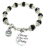 Strong Is The New Pretty Capped Crystal Bracelet