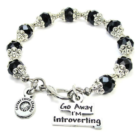 Go Away I'm Introverting Capped Crystal Bracelet