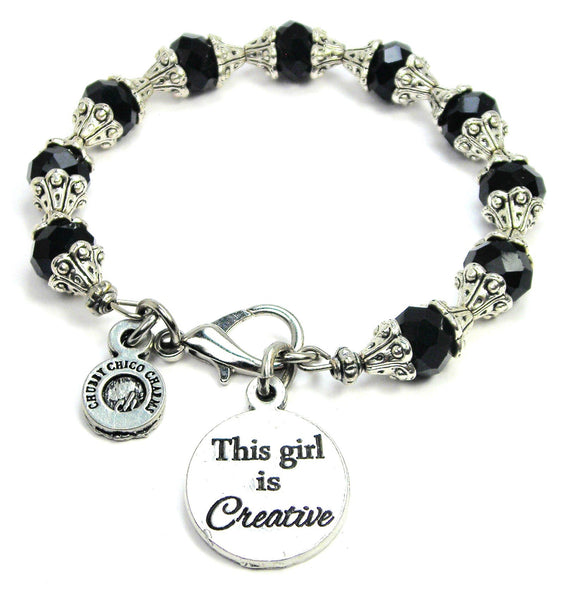 This Girl Is Creative Capped Crystal Bracelet