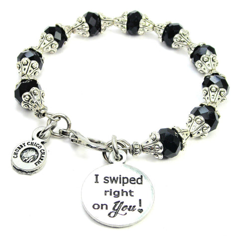 I Swiped Right On You! Capped Crystal Bracelet