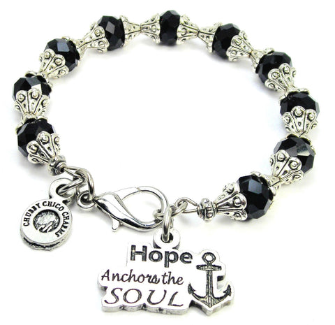 Hope Anchors The Soul Capped Crystal Bracelet