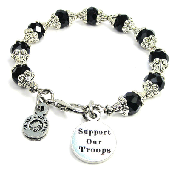 Support Our Troops Capped Crystal Bracelet