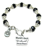 World's Best Virtual Teacher Capped Crystal Bracelet