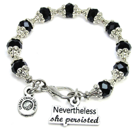 Nevertheless She Persisted Capped Crystal Bracelet
