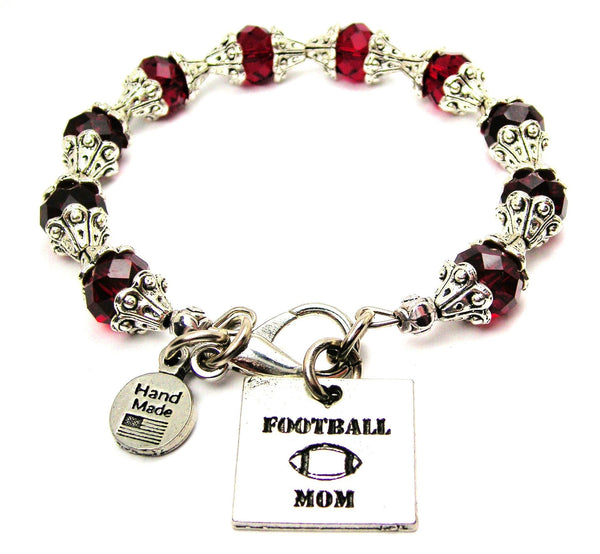 Football Mom Capped Crystal Bracelet