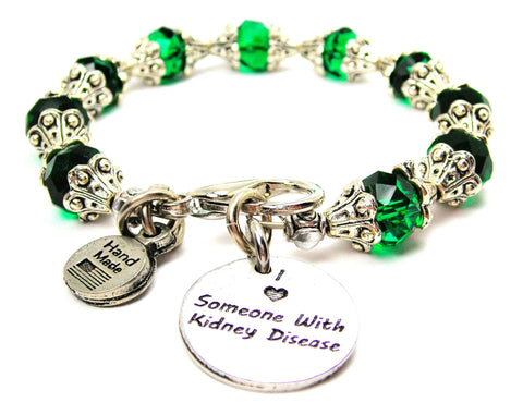 I Love Someone With Kidney Disease Capped Crystal Bracelet