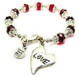 Love Abstract Heart Capped Crystal Bracelet