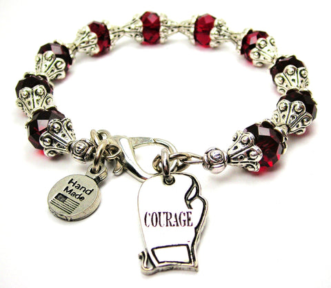 Courage Boxing Glove Capped Crystal Bracelet