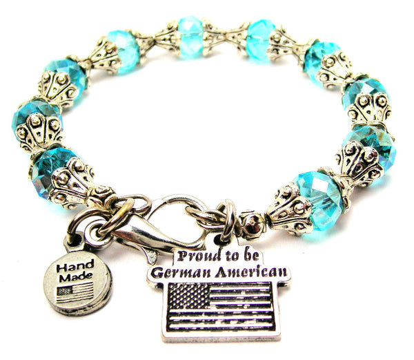 Proud To Be German American Capped Crystal Bracelet