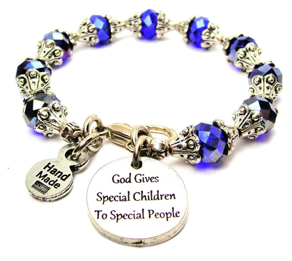 God Gives Special Children To Special People Capped Crystal Bracelet