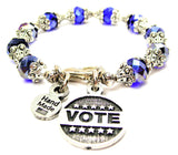 Vote Circle Capped Crystal Bracelet