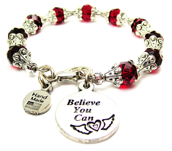 Believe You Can Capped Crystal Bracelet