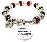 Happy Valentines Day Daughter Capped Crystal Bracelet