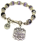 Mother Victorian Scroll Capped Crystal Bracelet