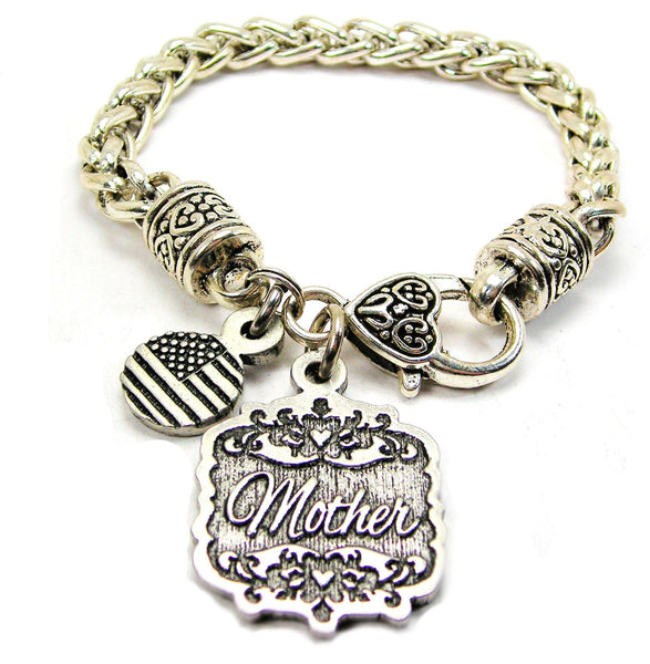 Mother Victorian Scroll Cable Link Chain Bracelet